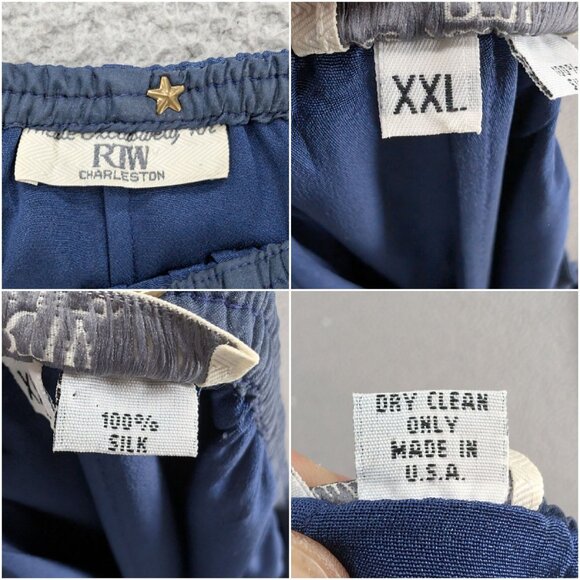 RTW Charleston Silk Pull On Pants Womens Blue High Rise Made in USA Sz XXL - Picture 4 of 9